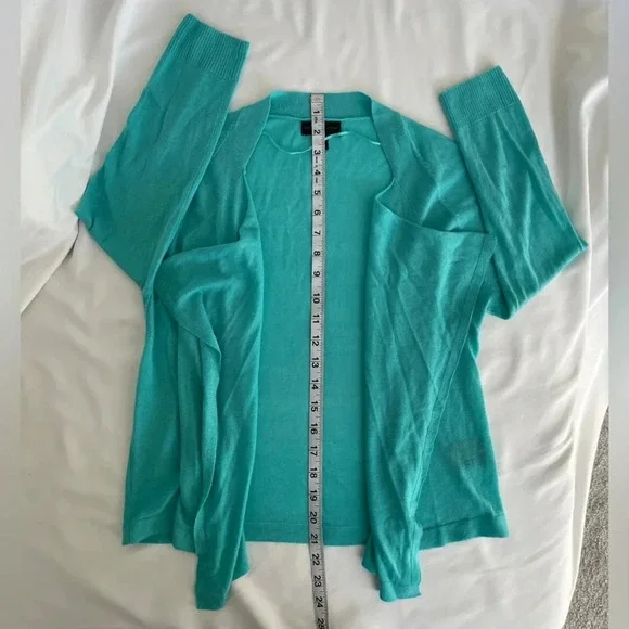Worthington Teal Lightweight 3/4 Sleeve Flyaway Cardigan Size Petite Large - Picture 5 of 7